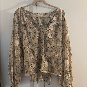 Tularosa Beige Floral Lace Blouse